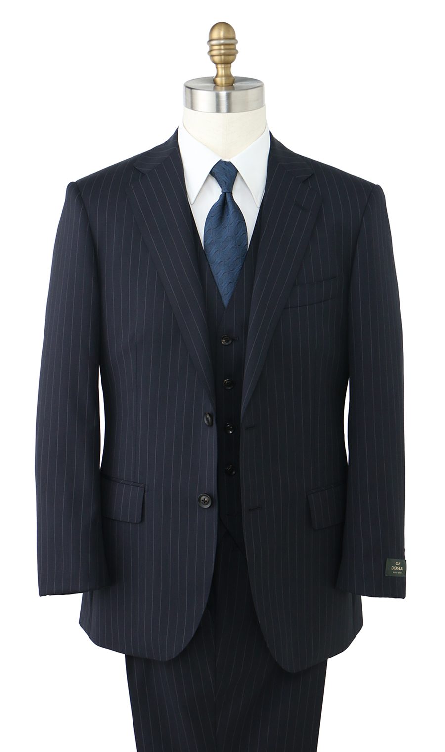 プレミアムスタンダードスーツ【スリーピース】【DORMEUIL】【Savile Row】 ネイビー 体型:A体(標準型),号数（身長）:5号(170cm)