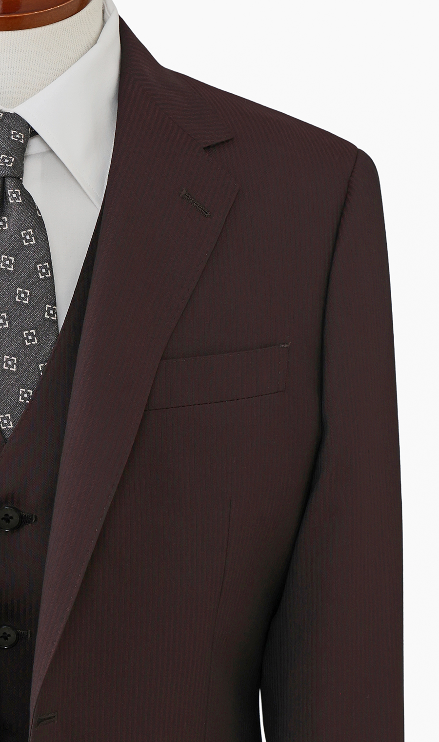 スタイリッシュスーツ【スリーピース】【Plastics Smart】 ワイン 体型:YA体(スリム型),号数(身長):3号(160cm)