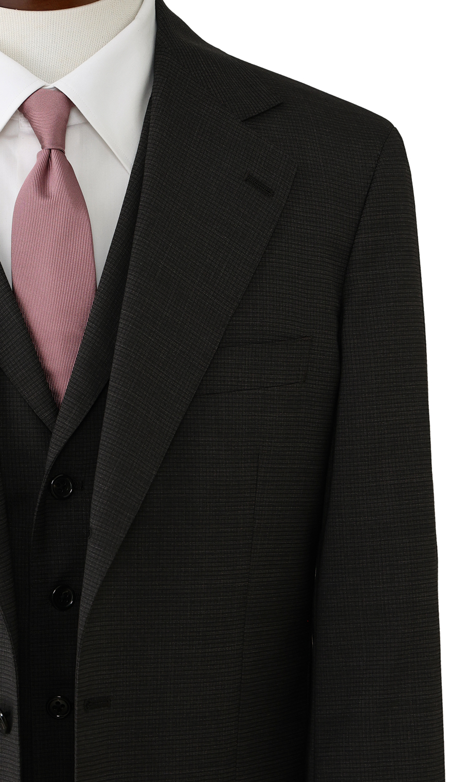 スタイリッシュスーツ【3ボタン段返り】【スリーピース】【Plastics Smart】 ブラウン 体型:YA体(スリム型),号数（身長）:3号(160cm)