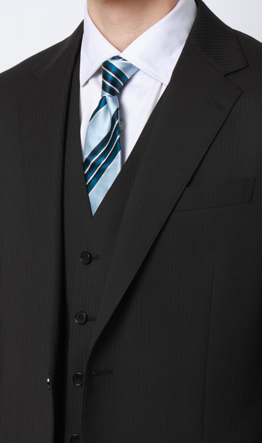 スタイリッシュスーツ【スリーピース】【Plastics Smart】 ブラック 体型:YA体(スリム型),号数（身長）:3号(160cm)