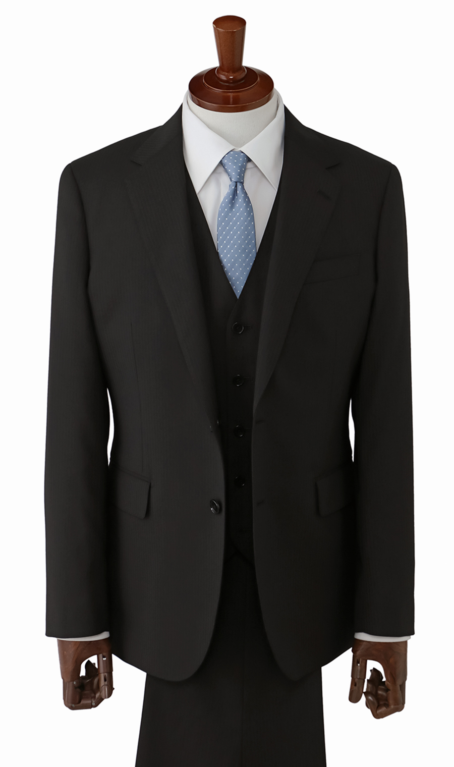 スタイリッシュスーツ【スリーピース】【Plastics Smart】 ブラック 体型:YA体(スリム型),号数（身長）:3号(160cm)