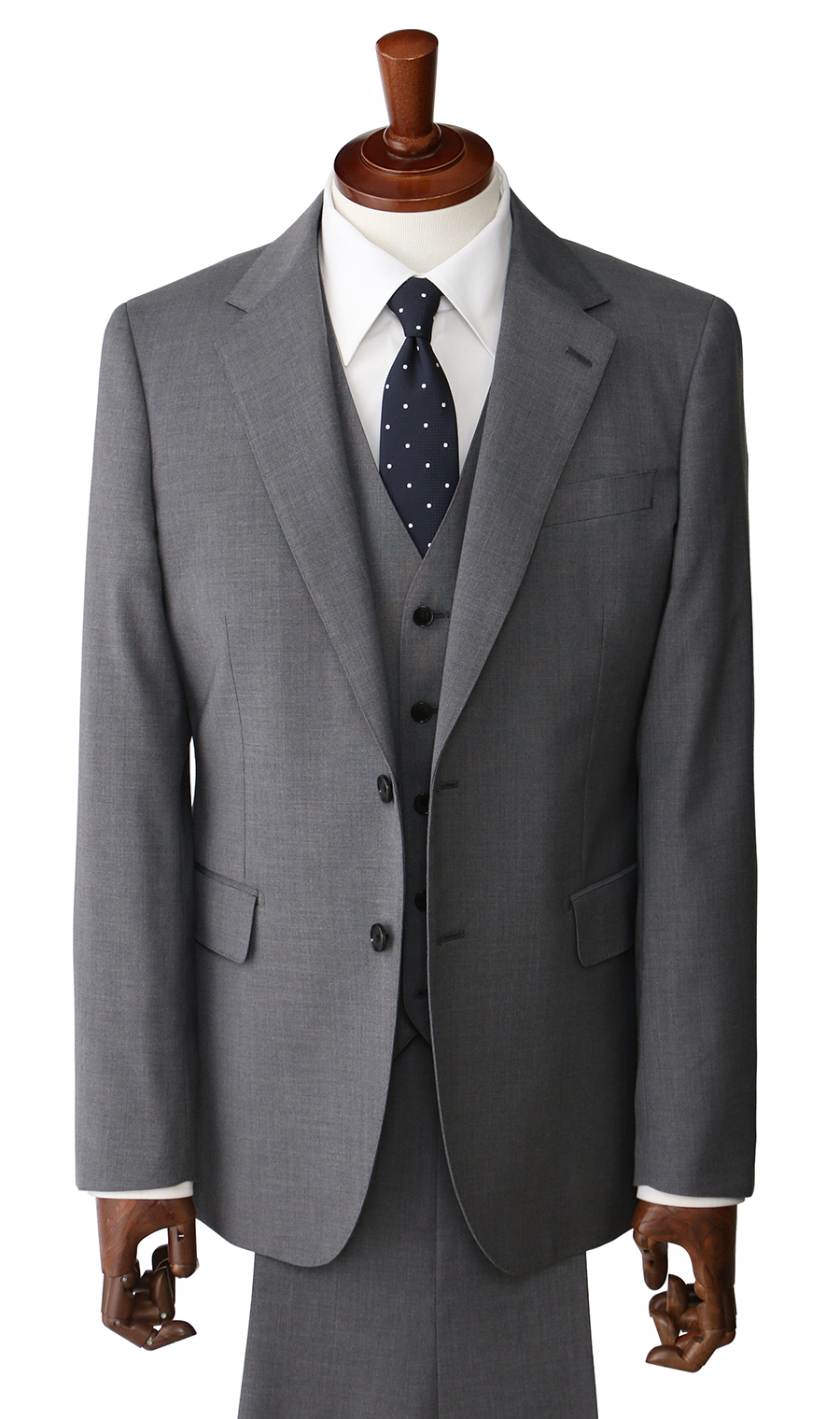 スタイリッシュスーツ【スリーピース】【Plastics Smart】 グレー 体型:YA体(スリム型),号数（身長）:3号(160cm)