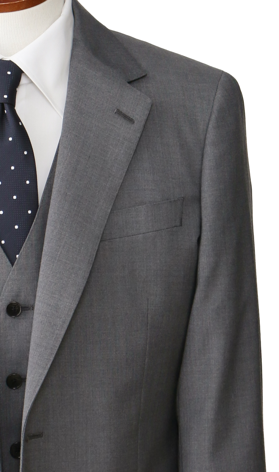 スタイリッシュスーツ【スリーピース】【Plastics Smart】 グレー 体型:YA体(スリム型),号数（身長）:3号(160cm)