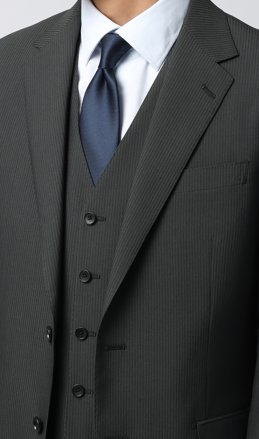 スタイリッシュスーツ【スリーピース】【Plastics Smart】 グレー 体型:YA体(スリム型),号数（身長）:4号(165cm)