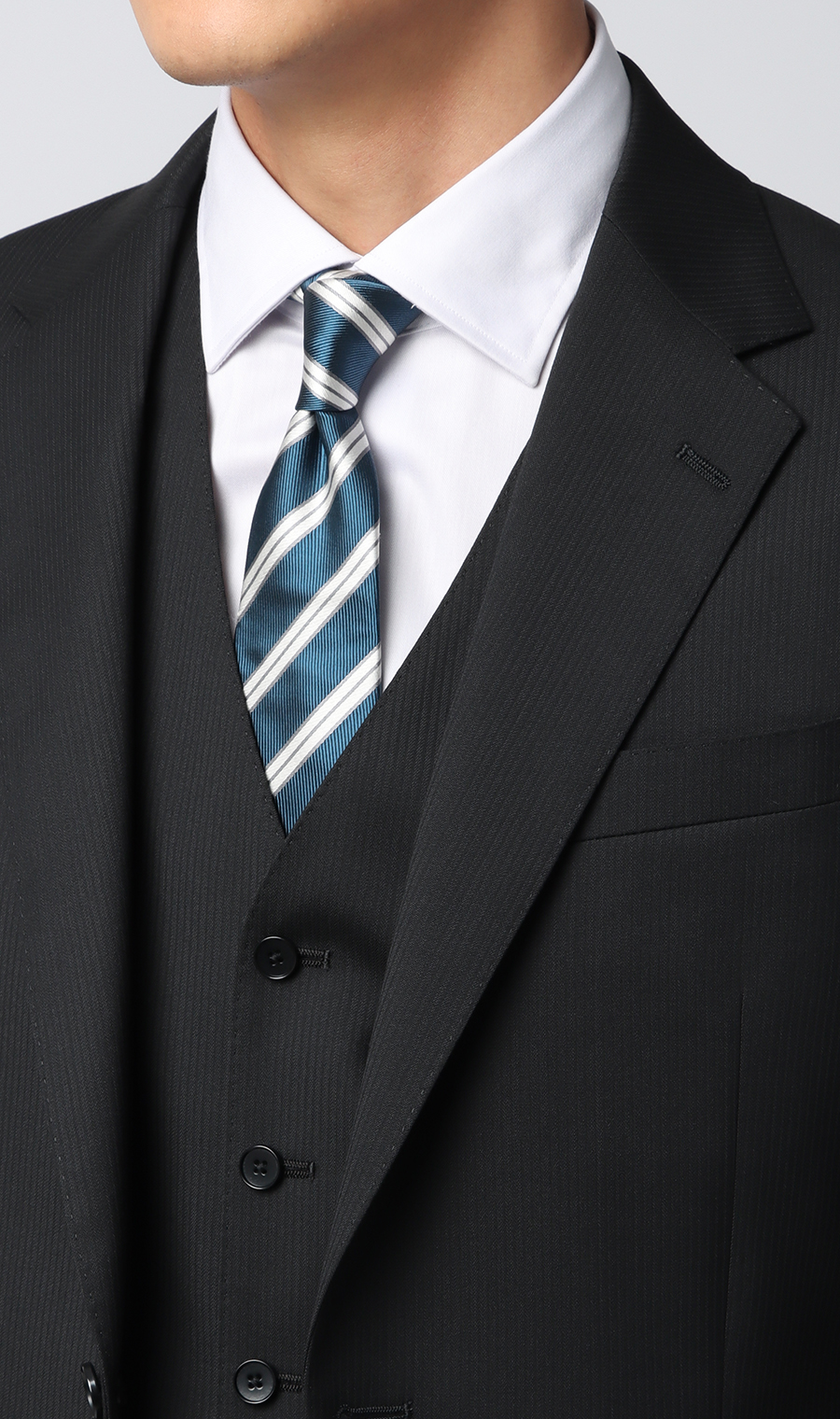 スタイリッシュスーツ【スリーピース】【Plastics Smart】 ブラック 体型:YA体(スリム型),号数（身長）:3号(160cm)