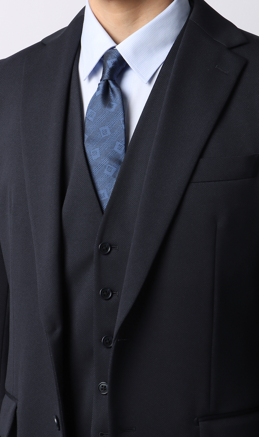 スタイリッシュスーツ【スリーピース】【TioTio PREMIUM】【ACTIVEXPAND】 ネイビー 体型:BE体(ゆったり型),号数(身長):4号(165cm)