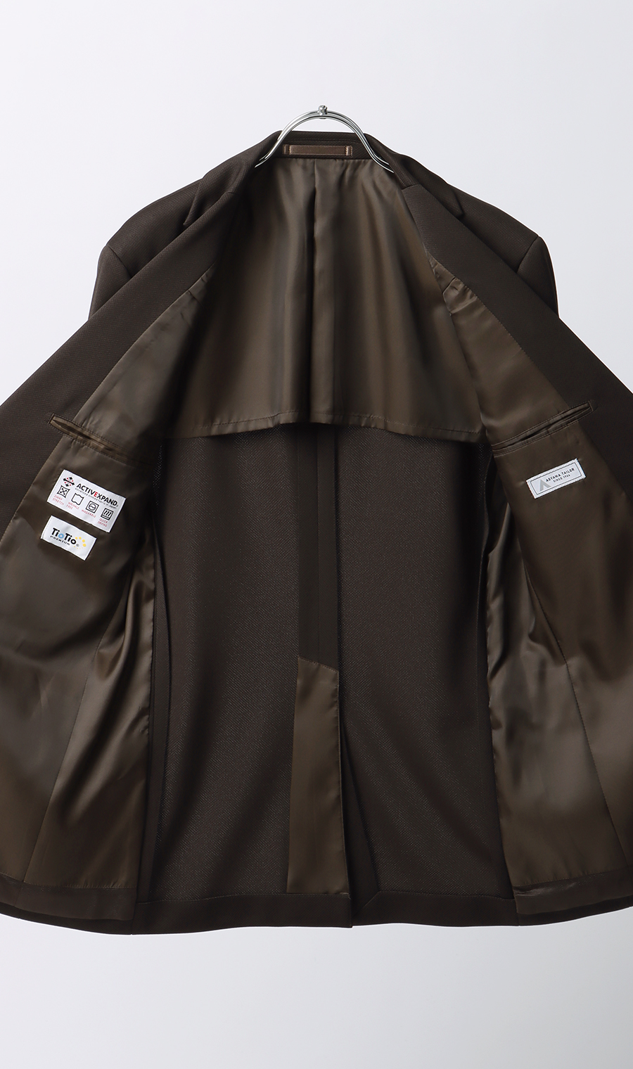 スタイリッシュスーツ【スリーピース】【TioTio PREMIUM】【ACTIVEXPAND】 ブラウン 体型:YA体(スリム型),号数(身長):7号(180cm)