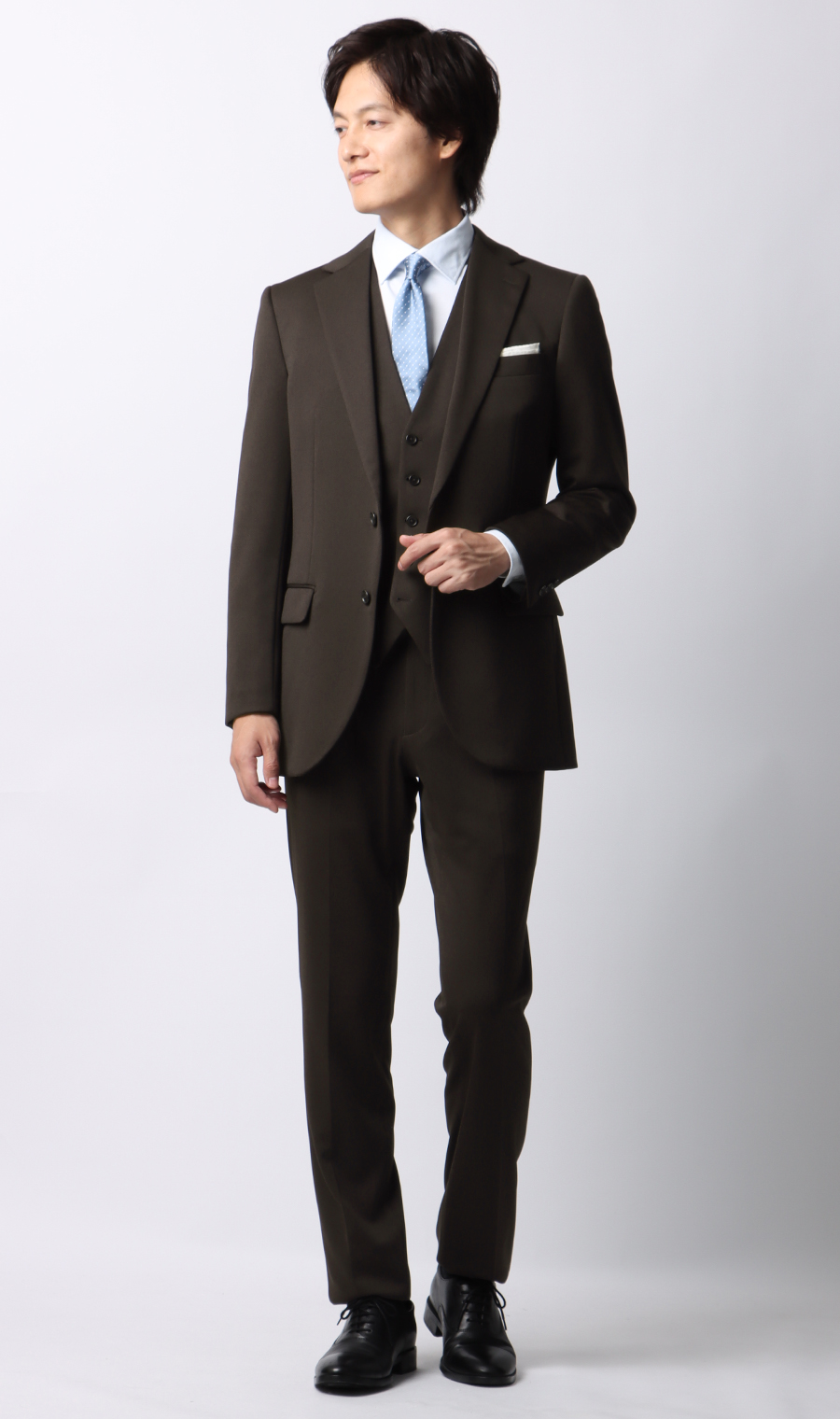 スタイリッシュスーツ【スリーピース】【TioTio PREMIUM】【ACTIVEXPAND】 ブラウン 体型:YA体(スリム型),号数(身長):7号(180cm)