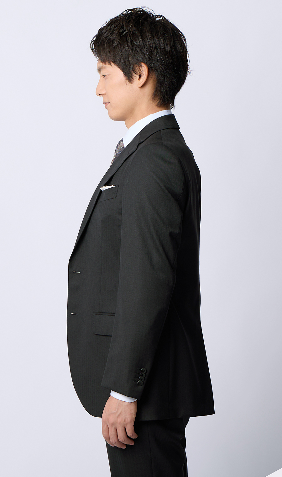 プレミアムスタイリッシュスーツ【スリーピース】【Super100’s】 ブラック 体型:YA体(スリム型),号数(身長):3号(160cm)