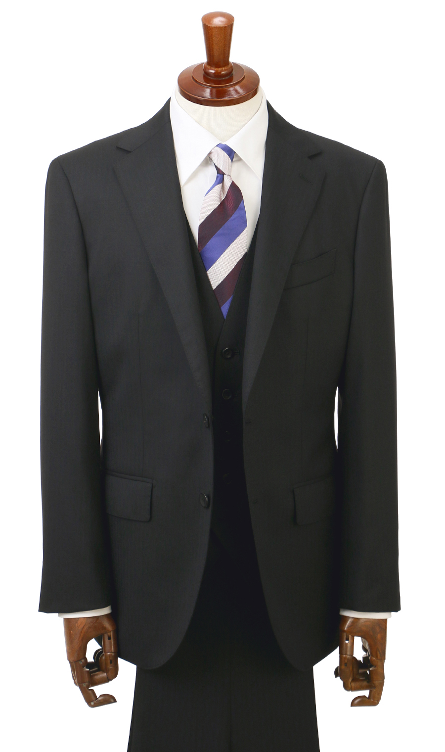プレミアムスタイリッシュスーツ【スリーピース】【Super100’s】 ブラック 体型:YA体(スリム型),号数(身長):3号(160cm)