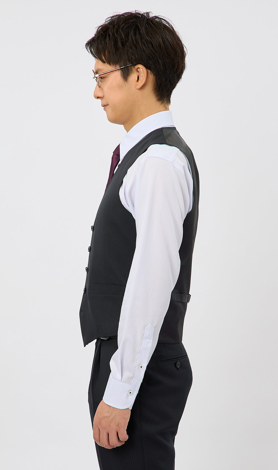 スタイリッシュスーツ【スリーピース】【ウォッシャブル】【WEB限定】【裾上げ済み】 ブラック系 体型:A体(標準型),号数（身長）:5号(170cm)