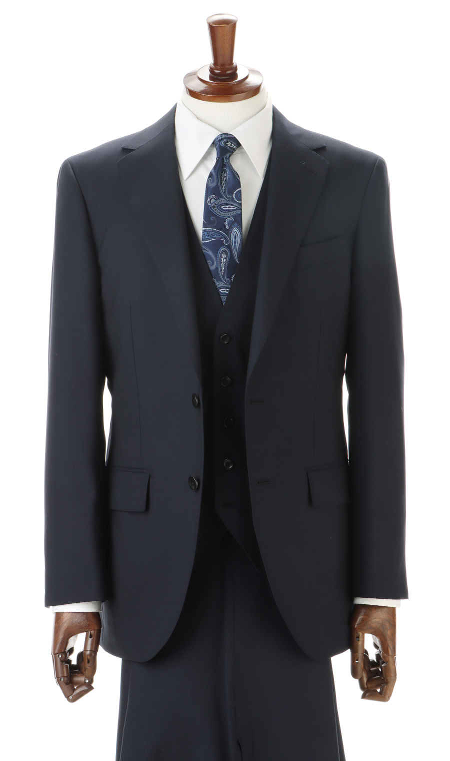プレミアムスタイリッシュスーツ【スリーピース】【Super100’s】 ネイビー 体型:A体(標準型),号数(身長):8号(185cm)