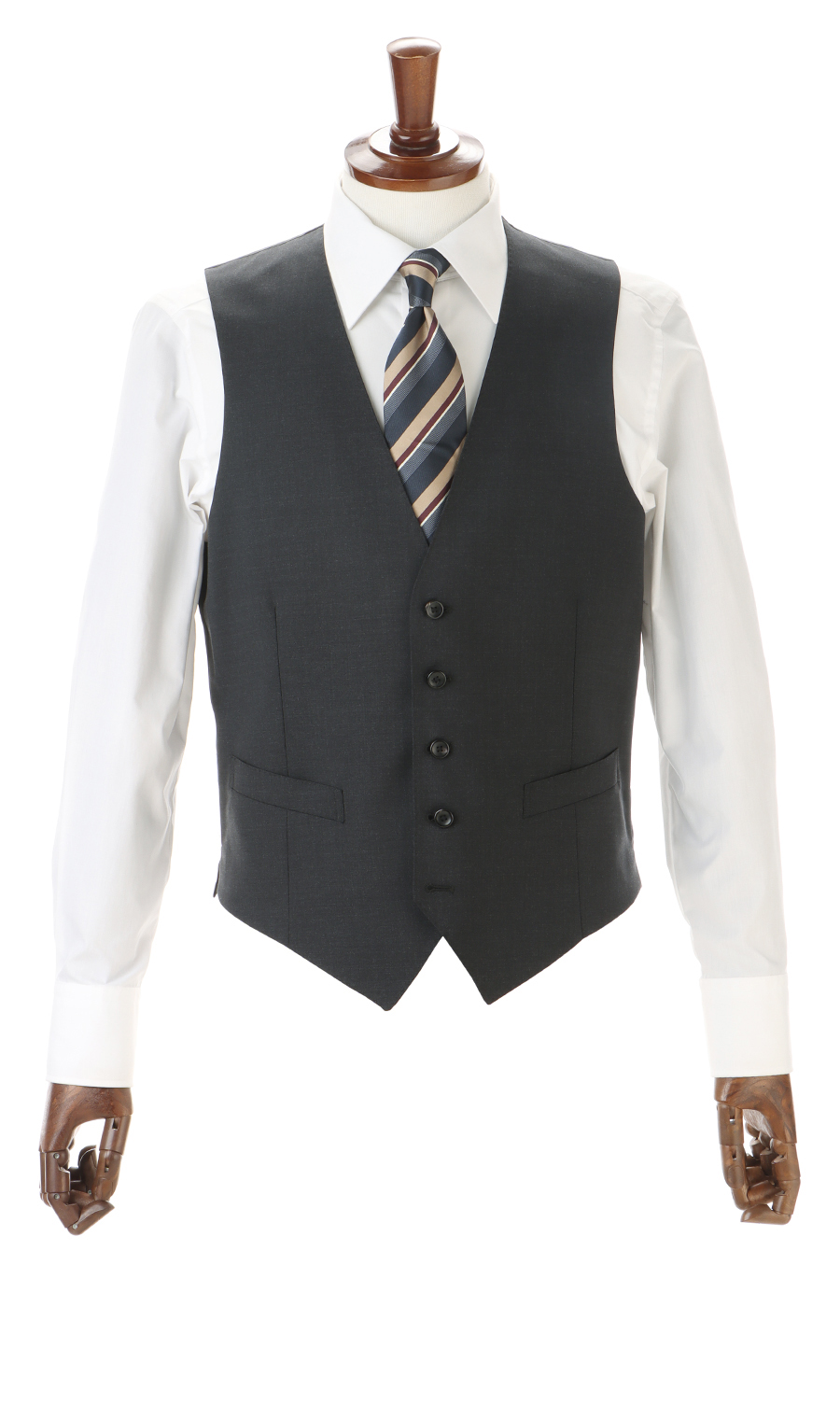 プレミアムスタイリッシュスーツ【スリーピース】【Super100’s】 チャコール 体型:A体(標準型),号数(身長):4号(165cm)