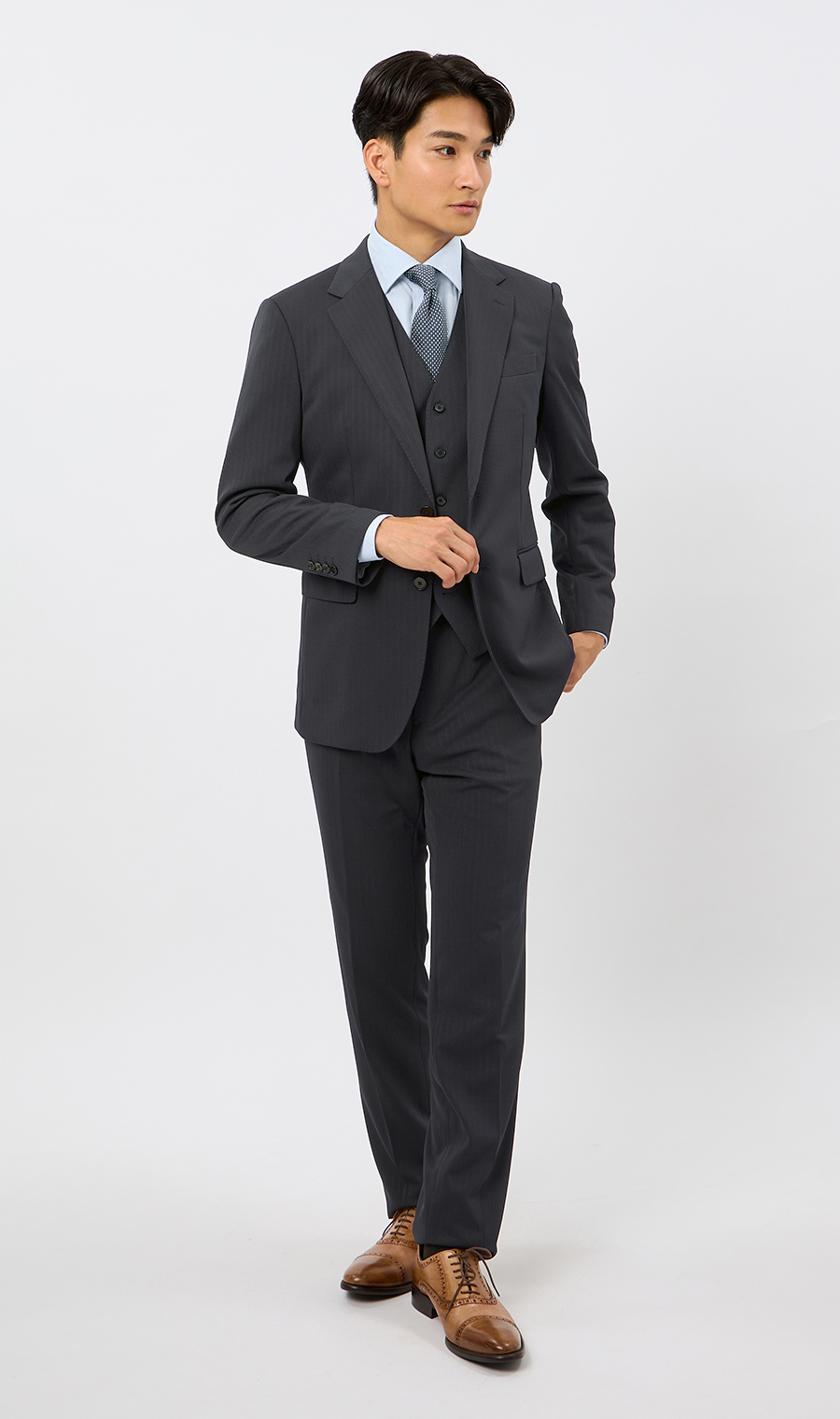 スタイリッシュスーツ【スリーピース】【TioTio PREMIUM】【ACTIVEXPAND】 ネイビー 体型:YA体(スリム型),号数（身長）:6号(175cm)