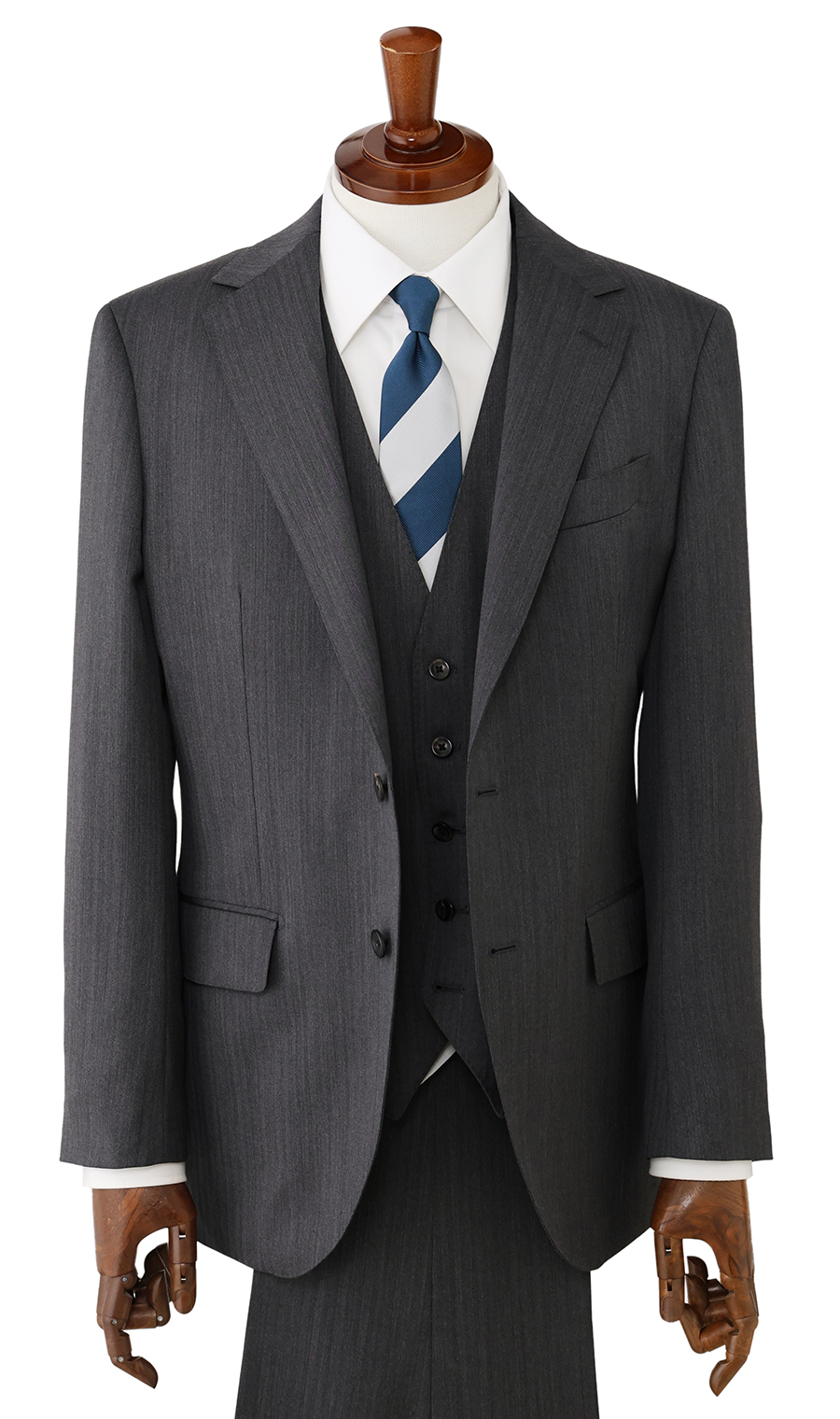プレミアムスタイリッシュスーツ【スリーピース】【Super100's】 グレー 体型:YA体(スリム型),号数(身長):3号(160cm)
