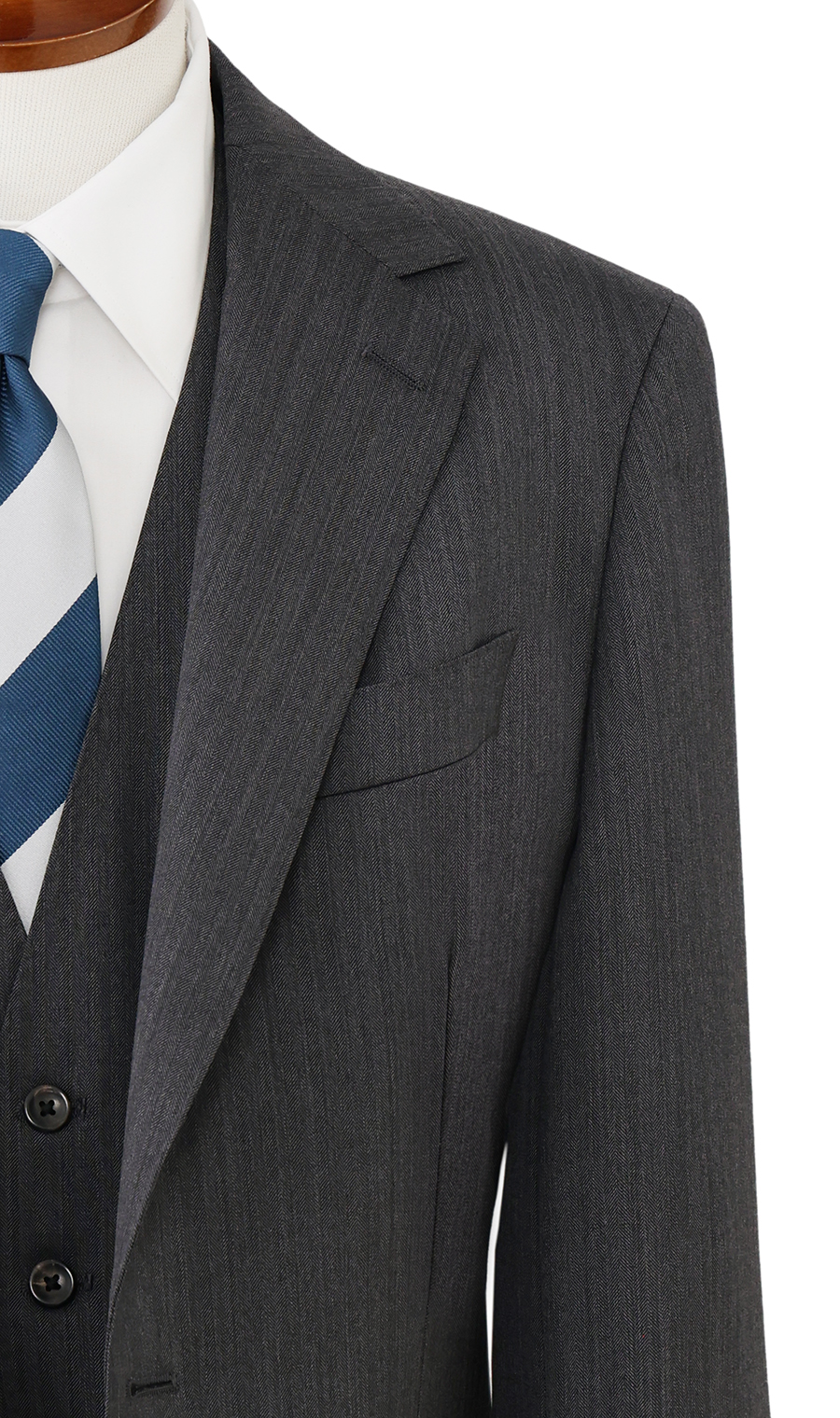 プレミアムスタイリッシュスーツ【スリーピース】【Super100's】 グレー 体型:YA体(スリム型),号数(身長):3号(160cm)