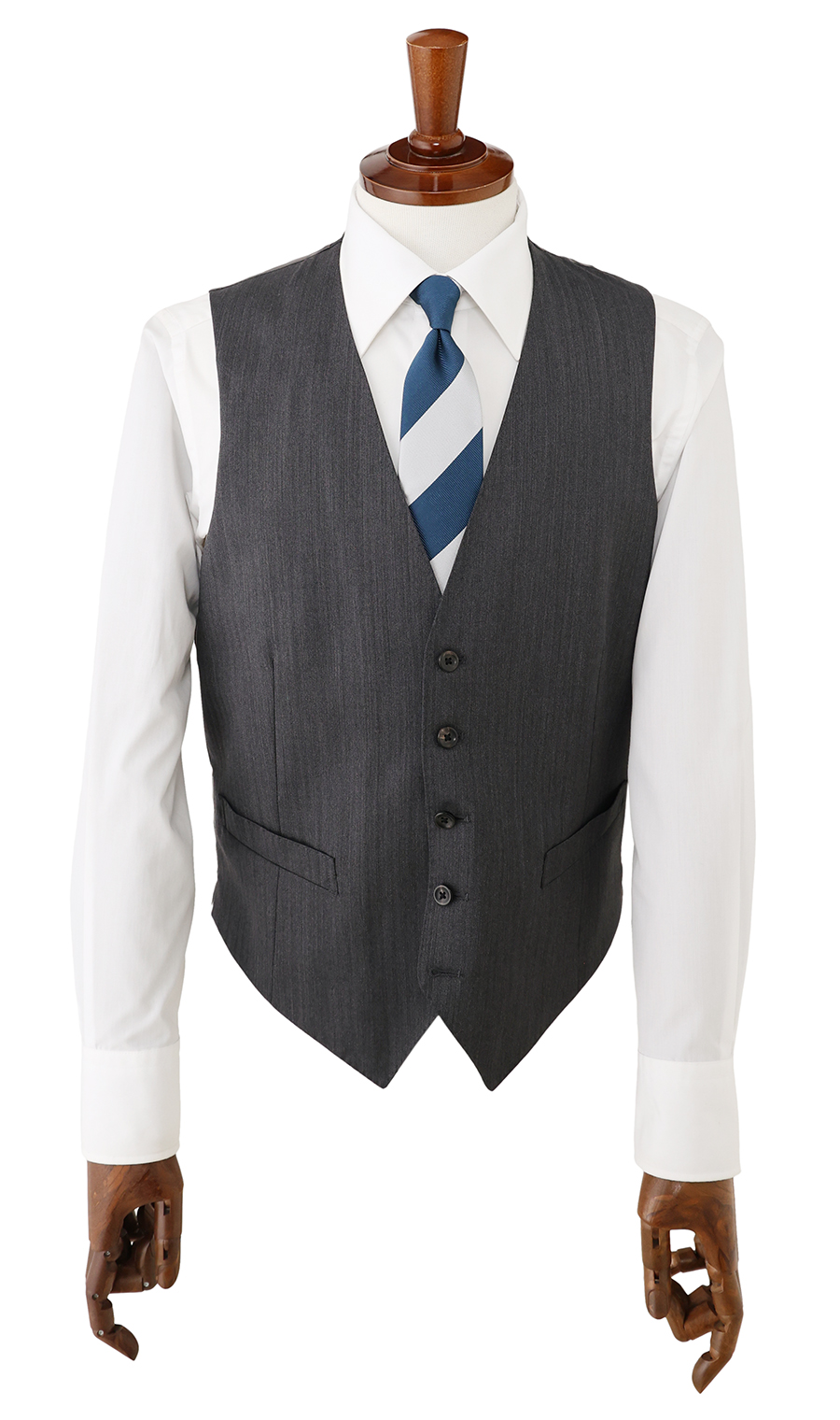 プレミアムスタイリッシュスーツ【スリーピース】【Super100's】 グレー 体型:YA体(スリム型),号数(身長):3号(160cm)