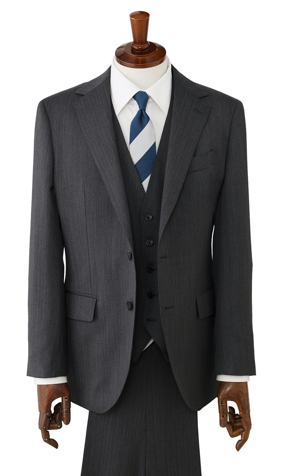 プレミアムスタイリッシュスーツ【スリーピース】【Super100's】 グレー 体型:YA体(スリム型),号数（身長）:4号(165cm)