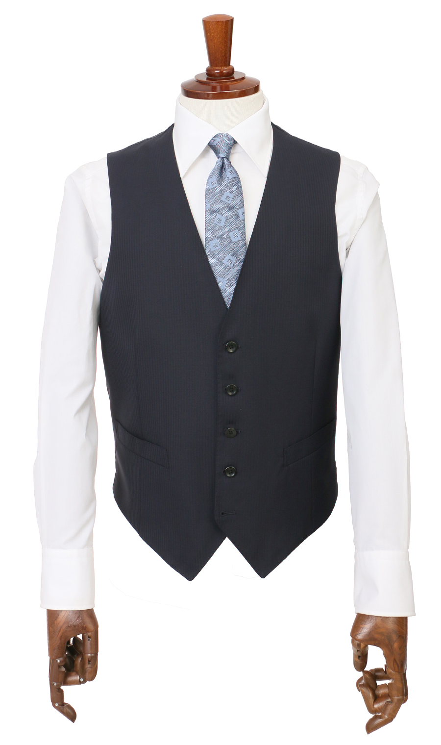 プレミアムスタイリッシュスーツ【スリーピース】【Super100's】 ネイビー 体型:YA体(スリム型),号数（身長）:3号(160cm)