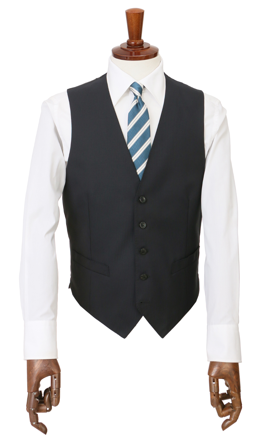 プレミアムスタイリッシュスーツ【スリーピース】【Super100's】 ブラック 体型:YA体(スリム型),号数（身長）:3号(160cm)