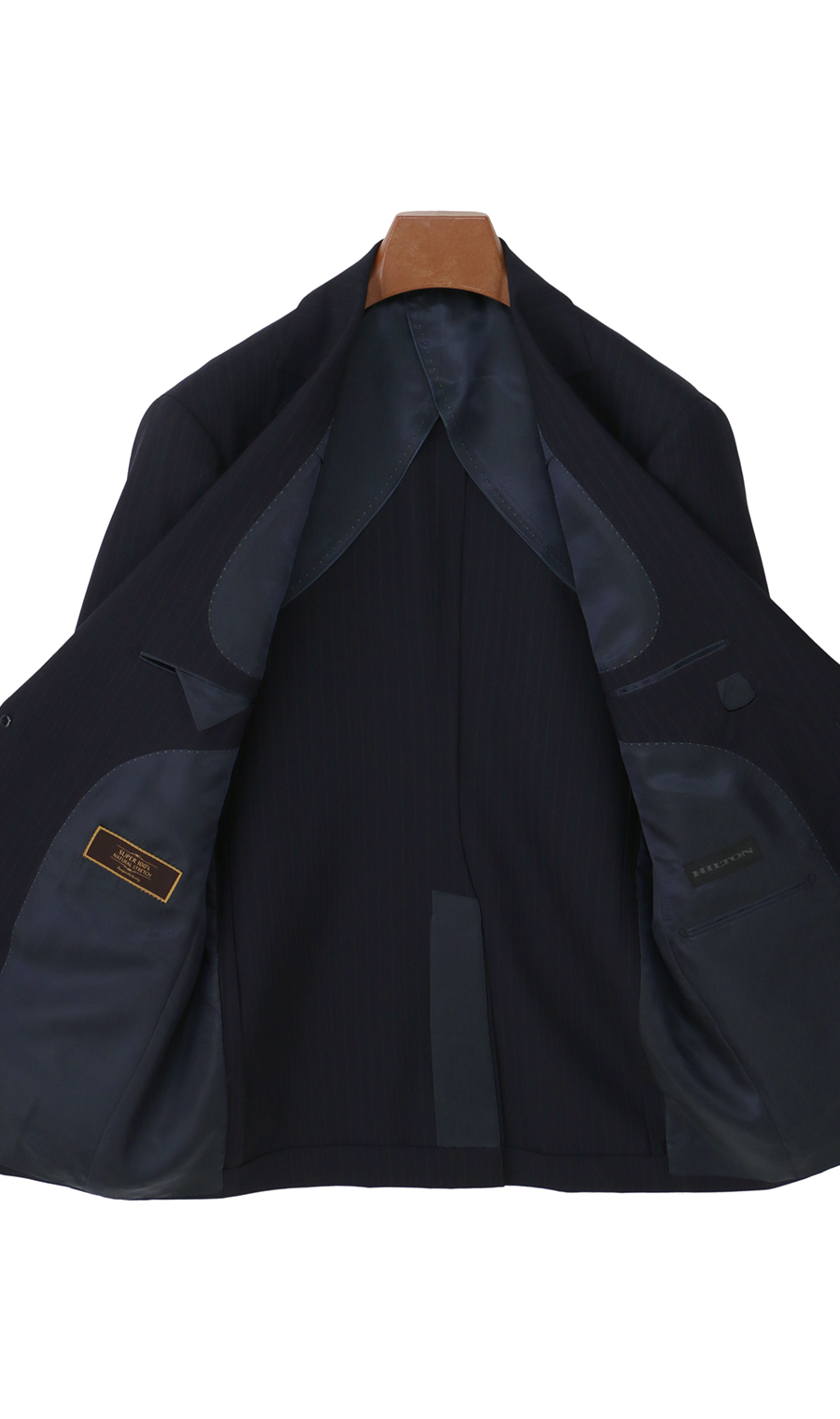 プレミアムスタイリッシュスーツ【スリーピース】【Super100's】 ネイビー 体型:YA体(スリム型),号数（身長）:4号(165cm)