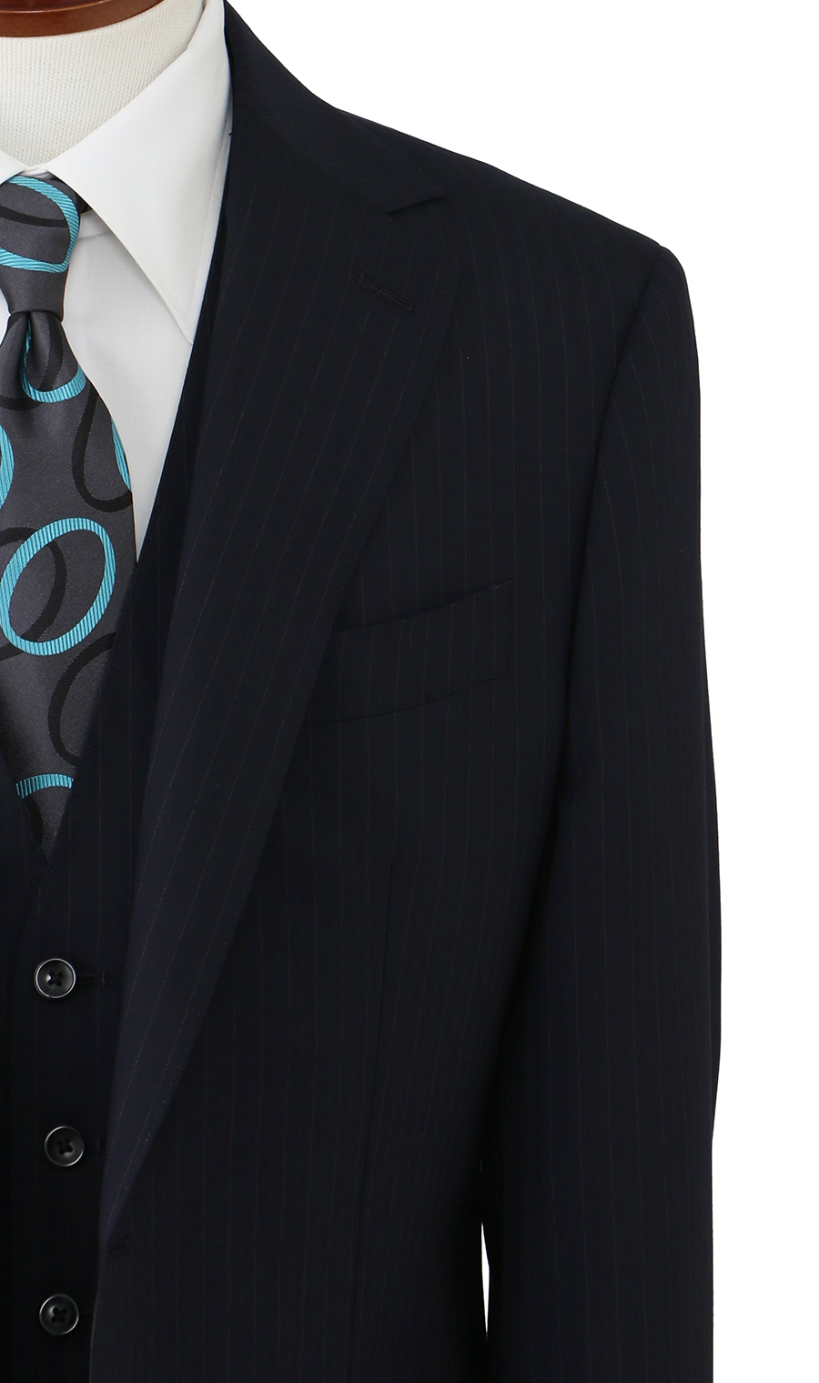 プレミアムスタイリッシュスーツ【スリーピース】【Super100's】 ネイビー 体型:YA体(スリム型),号数（身長）:4号(165cm)