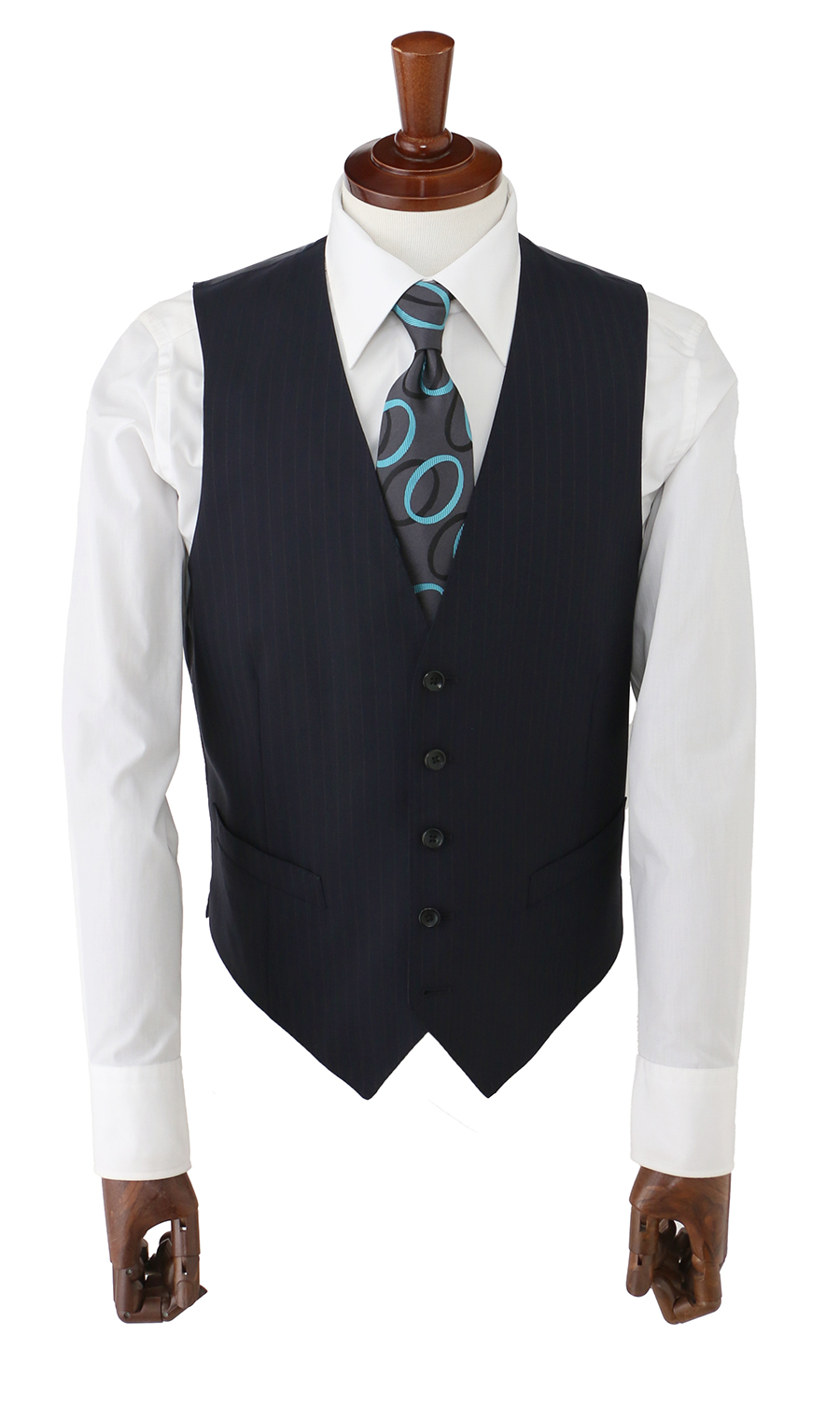 プレミアムスタイリッシュスーツ【スリーピース】【Super100's】 ネイビー 体型:YA体(スリム型),号数（身長）:4号(165cm)