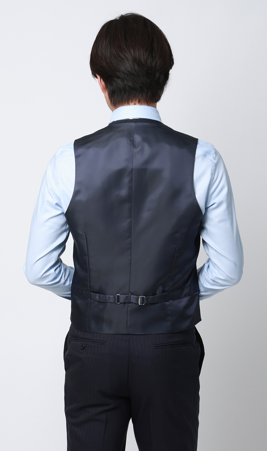 プレミアムスタイリッシュスーツ【スリーピース】【Super100's】 ネイビー 体型:YA体(スリム型),号数（身長）:3号(160cm)