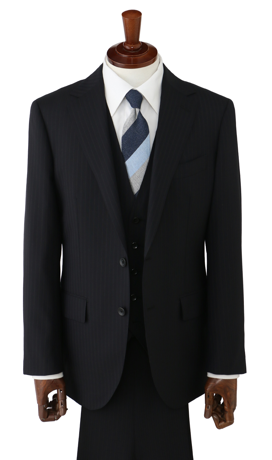 プレミアムスタイリッシュスーツ【スリーピース】【Super100's】 ブラック 体型:YA体(スリム型),号数（身長）:4号(165cm)