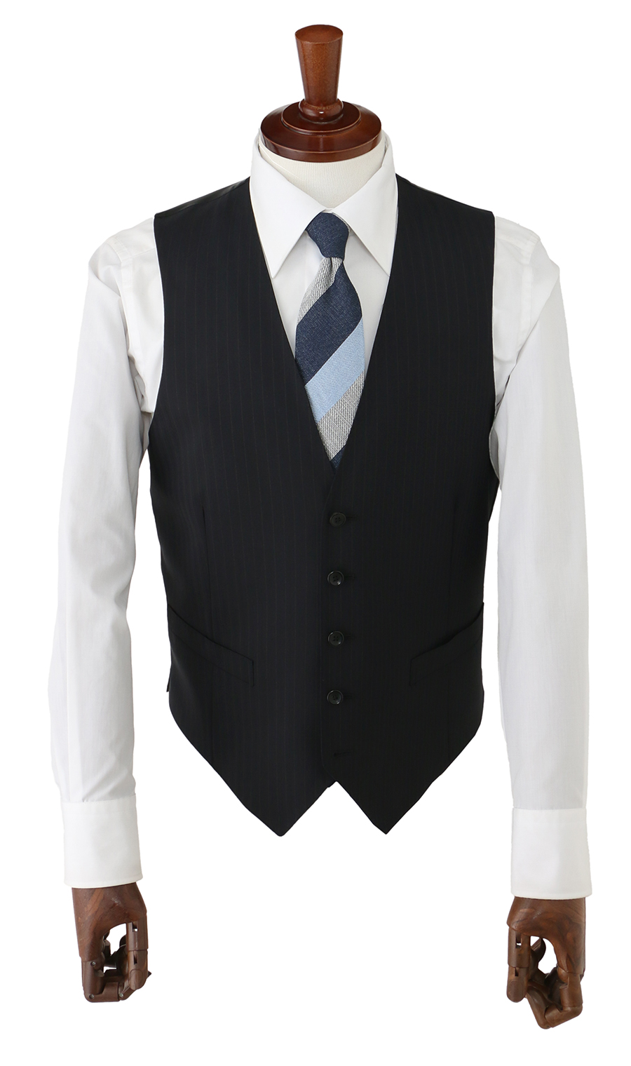 プレミアムスタイリッシュスーツ【スリーピース】【Super100's】 ブラック 体型:YA体(スリム型),号数（身長）:4号(165cm)