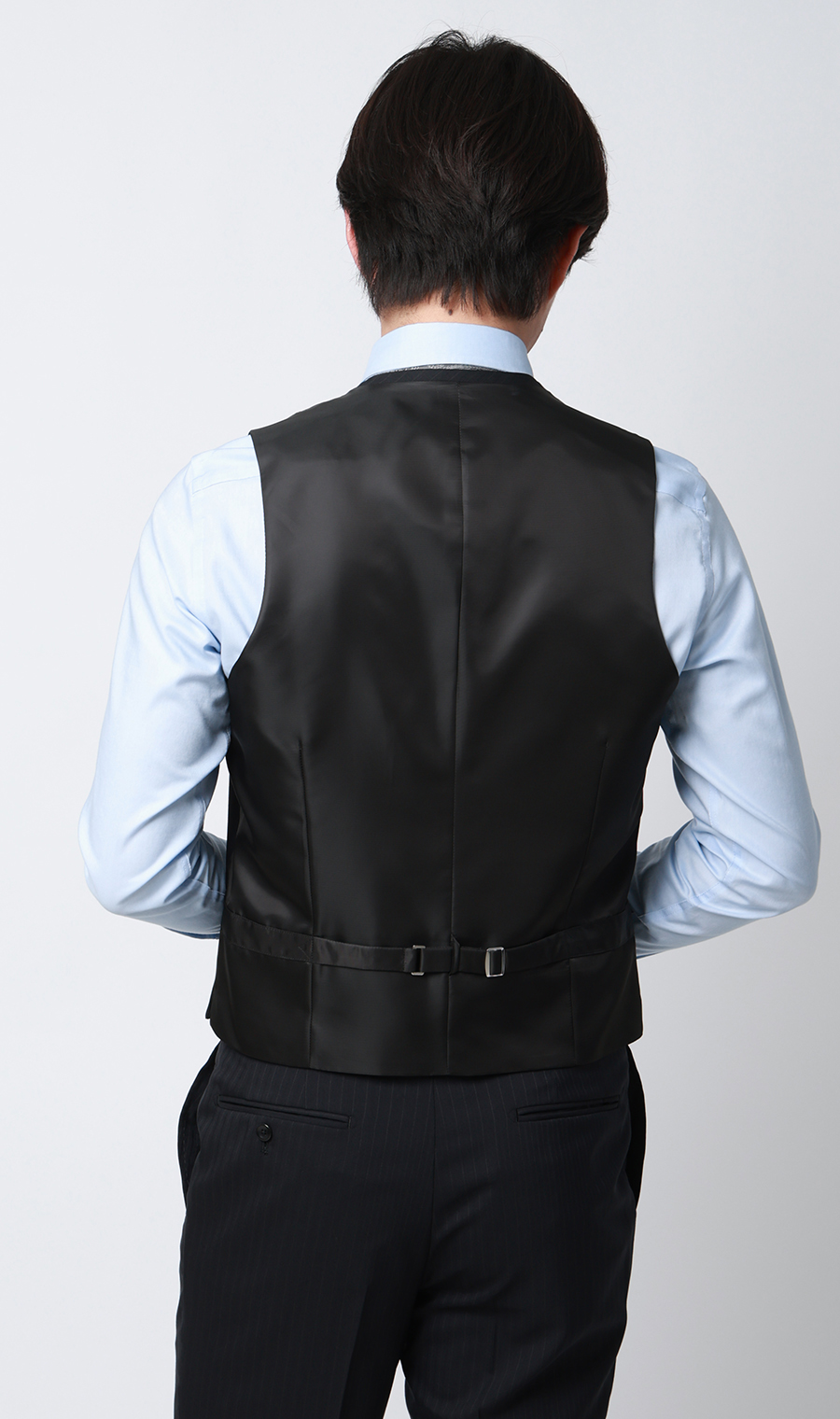 プレミアムスタイリッシュスーツ【スリーピース】【Super100's】 ブラック 体型:YA体(スリム型),号数（身長）:3号(160cm)