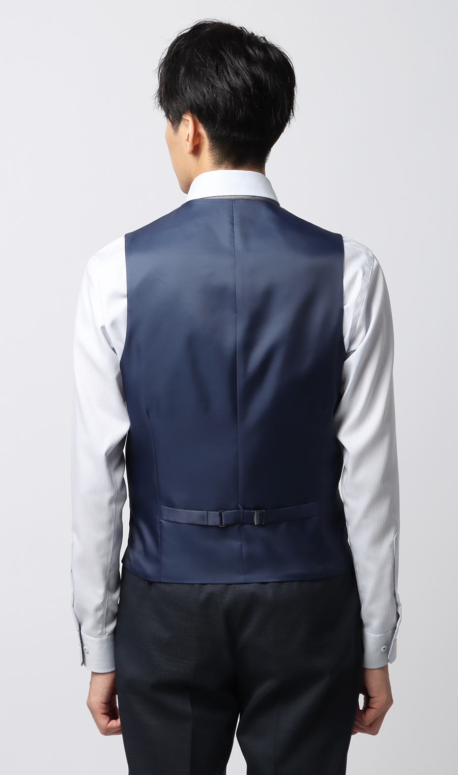 スタイリッシュスーツ【スリーピース】【Plastics Smart】 ネイビー 体型:BE体(ゆったり型),号数（身長）:8号(185cm)