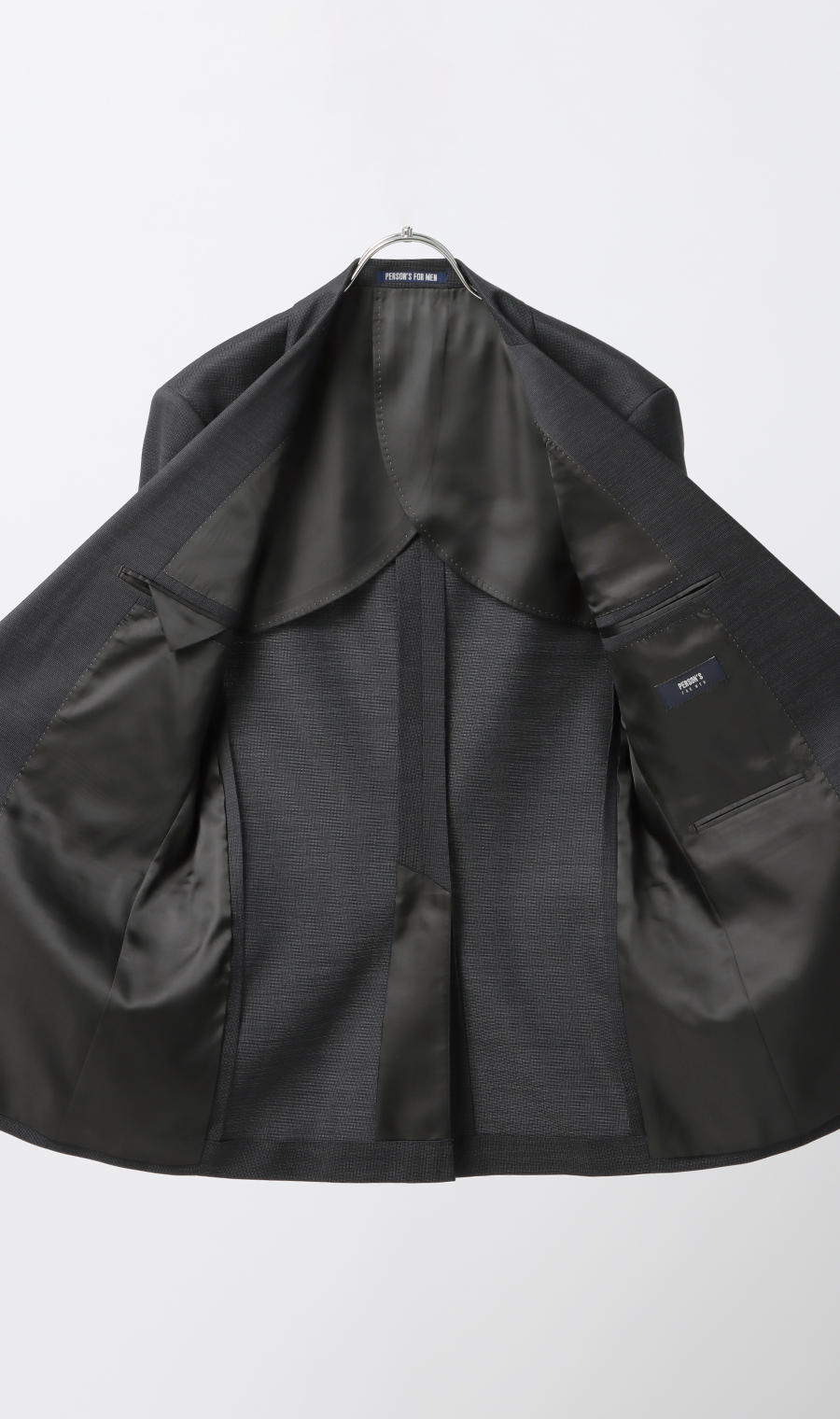 スタイリッシュスーツ【スリーピース】【Plastics Smart】 チャコール 体型:BE体(ゆったり型),号数（身長）:8号(185cm)