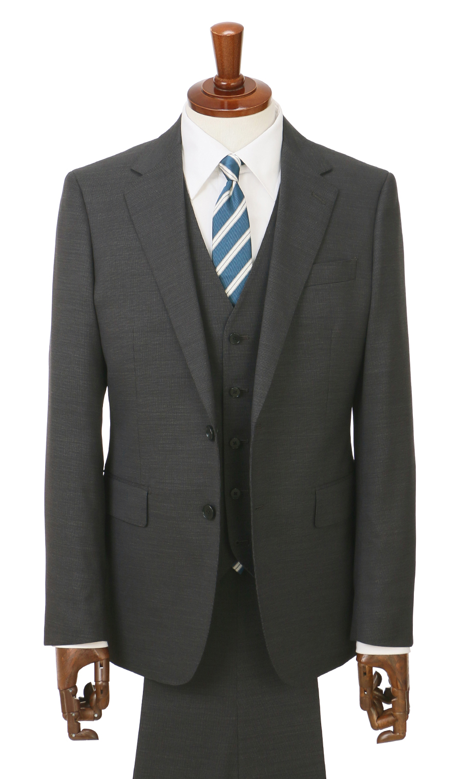 スタイリッシュスーツ【スリーピース】【Plastics Smart】 チャコール 体型:BE体(ゆったり型),号数（身長）:8号(185cm)