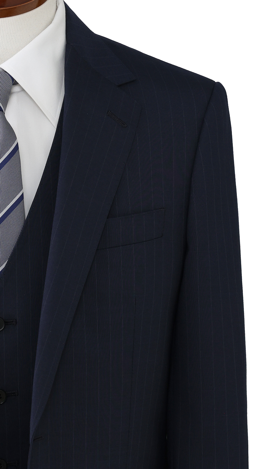 スタイリッシュスーツ【スリーピース】【Plastics Smart】 ネイビー 体型:AB体(がっちり型),号数（身長）:4号(165cm)