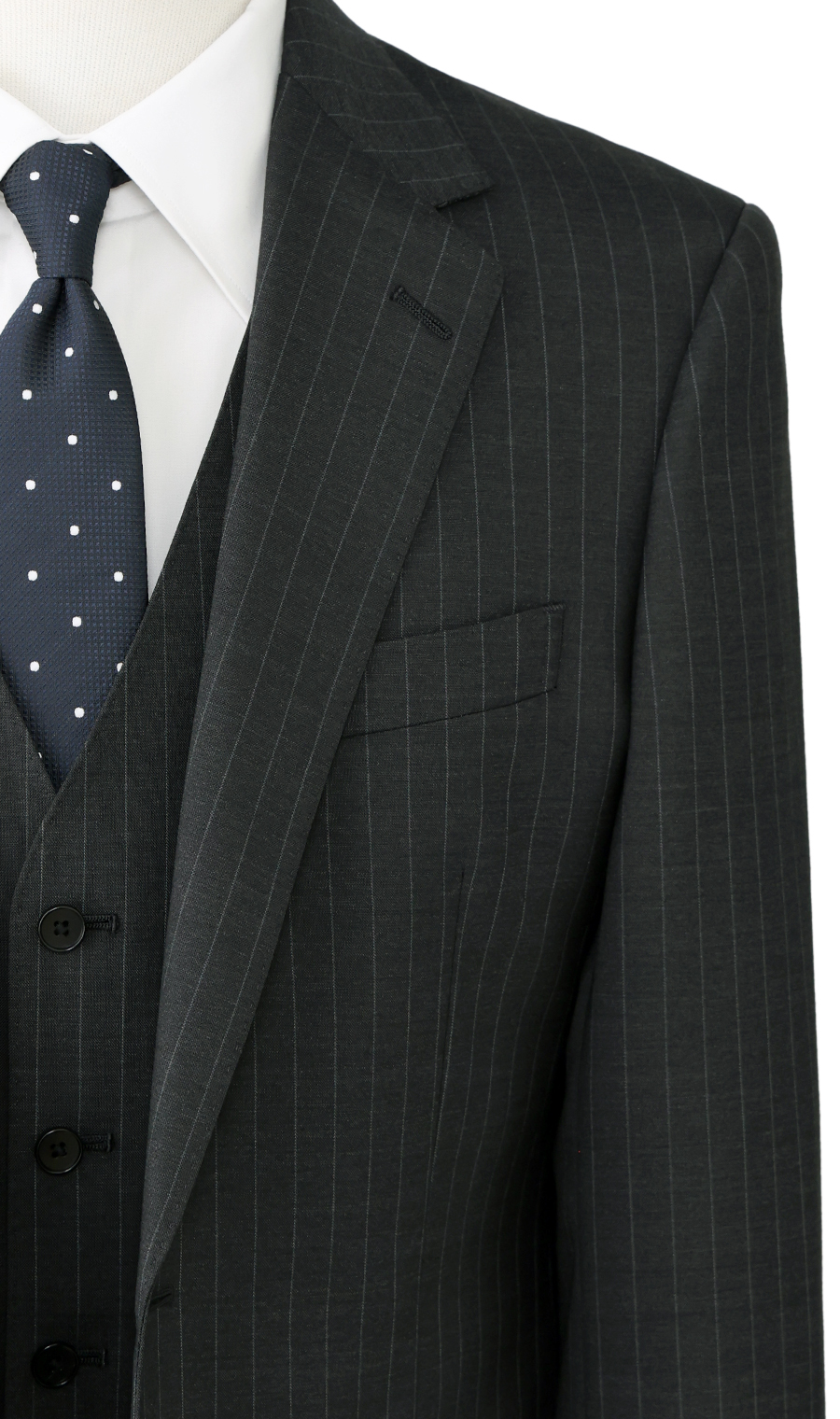 スタイリッシュスーツ【スリーピース】【Plastics Smart】 チャコール 体型:YA体(スリム型),号数（身長）:3号(160cm)