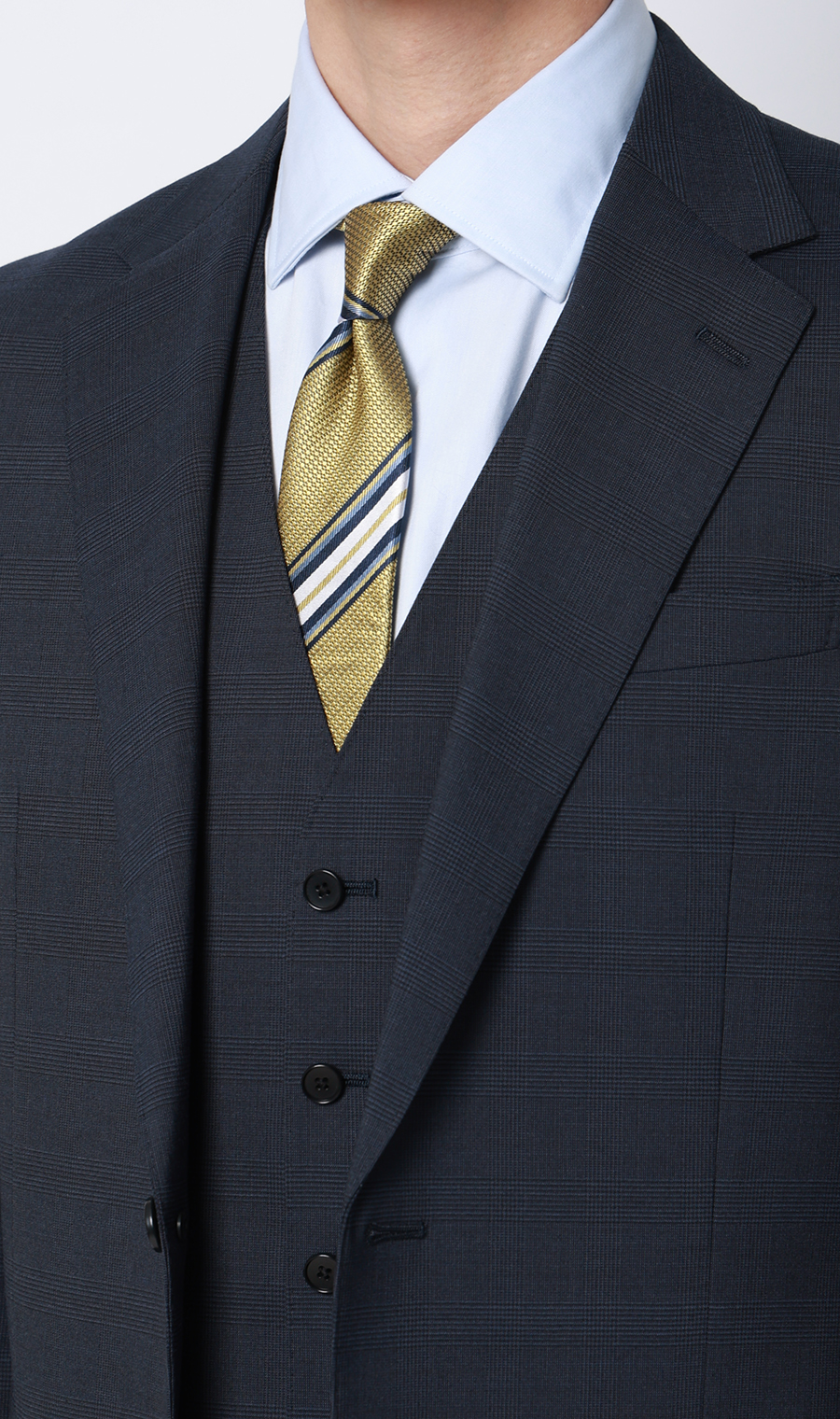 スタイリッシュスーツ【スリーピース】【Plastics Smart】 ブルー 体型:YA体(スリム型),号数(身長):3号(160cm)