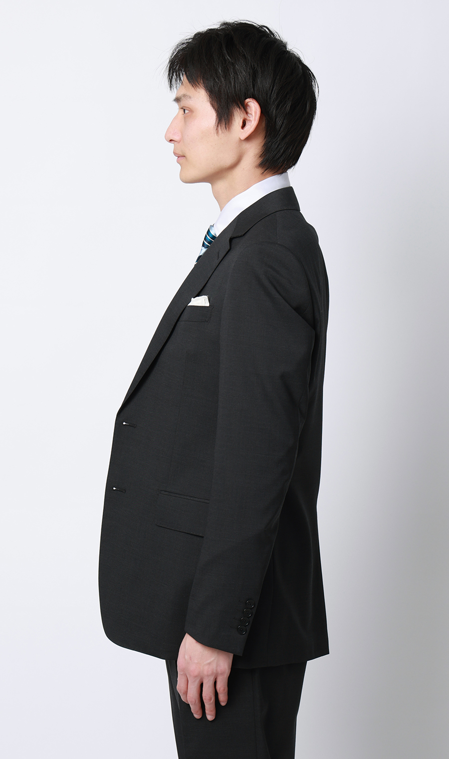 スタイリッシュスーツ【スリーピース】【Plastics Smart】 チャコール 体型:YA体(スリム型),号数（身長）:3号(160cm)