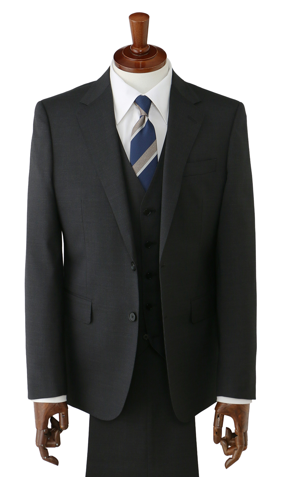 スタイリッシュスーツ【スリーピース】【Plastics Smart】 チャコール 体型:YA体(スリム型),号数（身長）:3号(160cm)