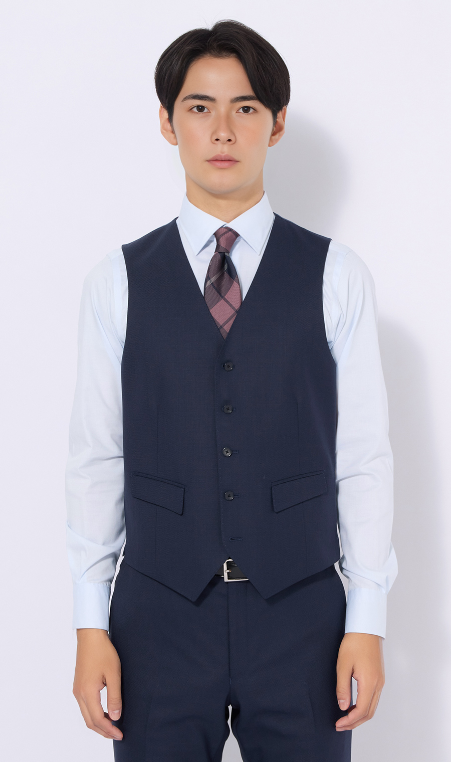 スタイリッシュスーツ【スリーピース】【Plastics Smart】 ネイビー 体型:AB体(がっちり型),号数(身長):8号(185cm)