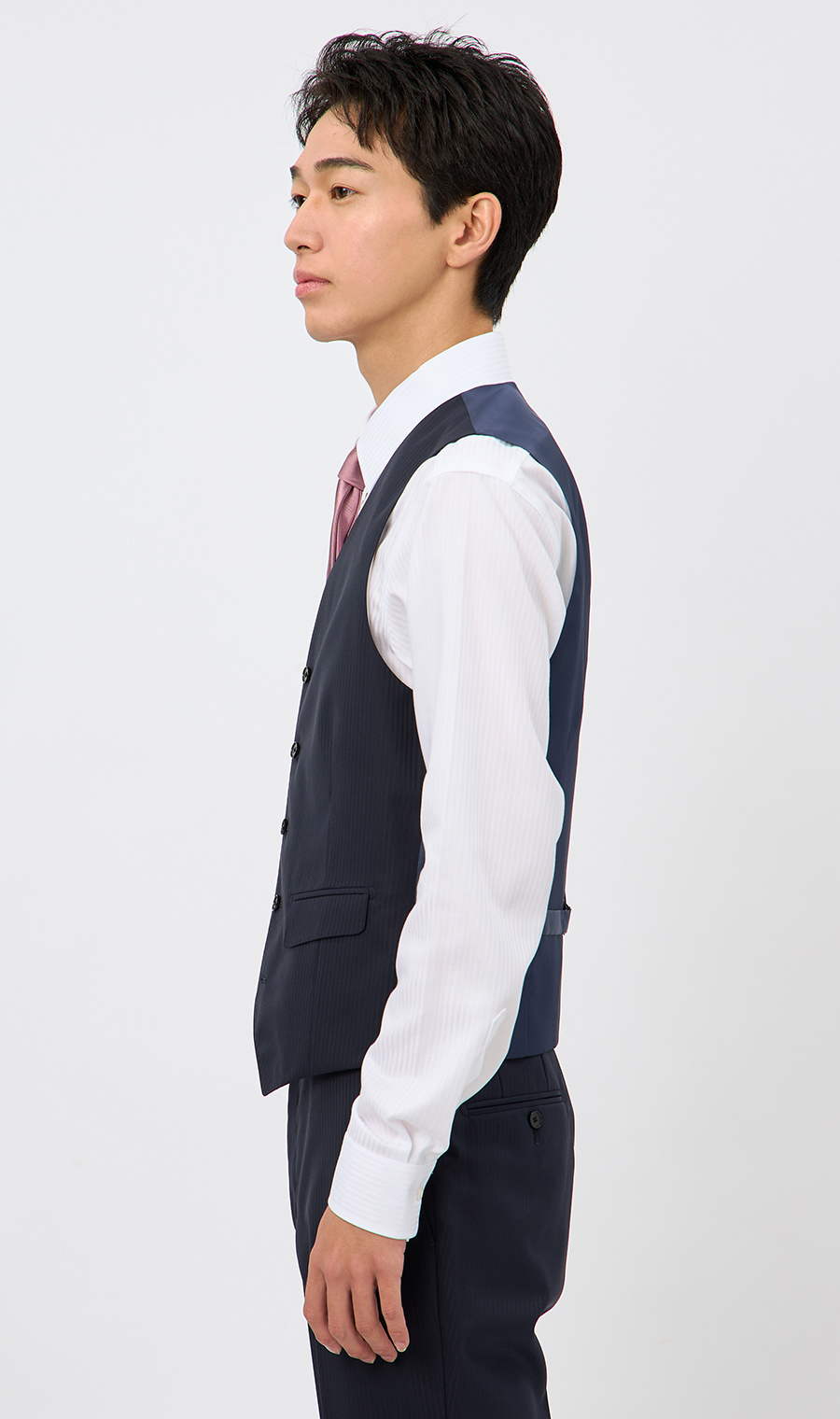 スタイリッシュスーツ【スリーピース】【Plastics Smart】 ネイビー 体型:YA体(スリム型),号数（身長）:3号(160cm)