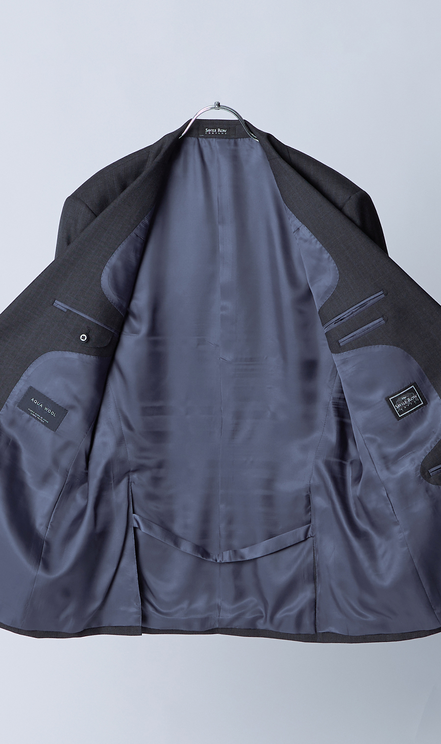 プレミアムスタンダードスーツ【AQUA WOOL】 ネイビー 体型:A体(標準型),号数（身長）:4号(165cm)