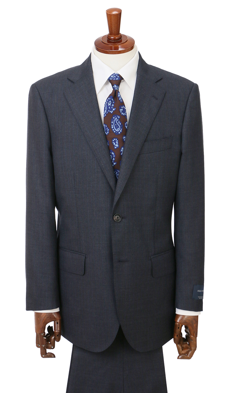 プレミアムスタンダードスーツ【AQUA WOOL】 ネイビー 体型:A体(標準型),号数（身長）:4号(165cm)