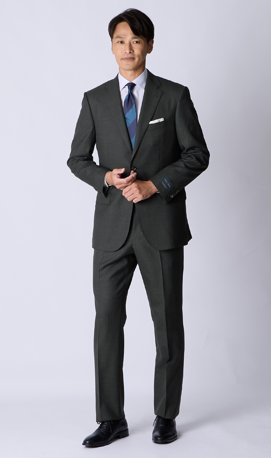 プレミアムスタンダードスーツ【AQUA WOOL】 グレー 体型:A体(標準型),号数（身長）:4号(165cm)