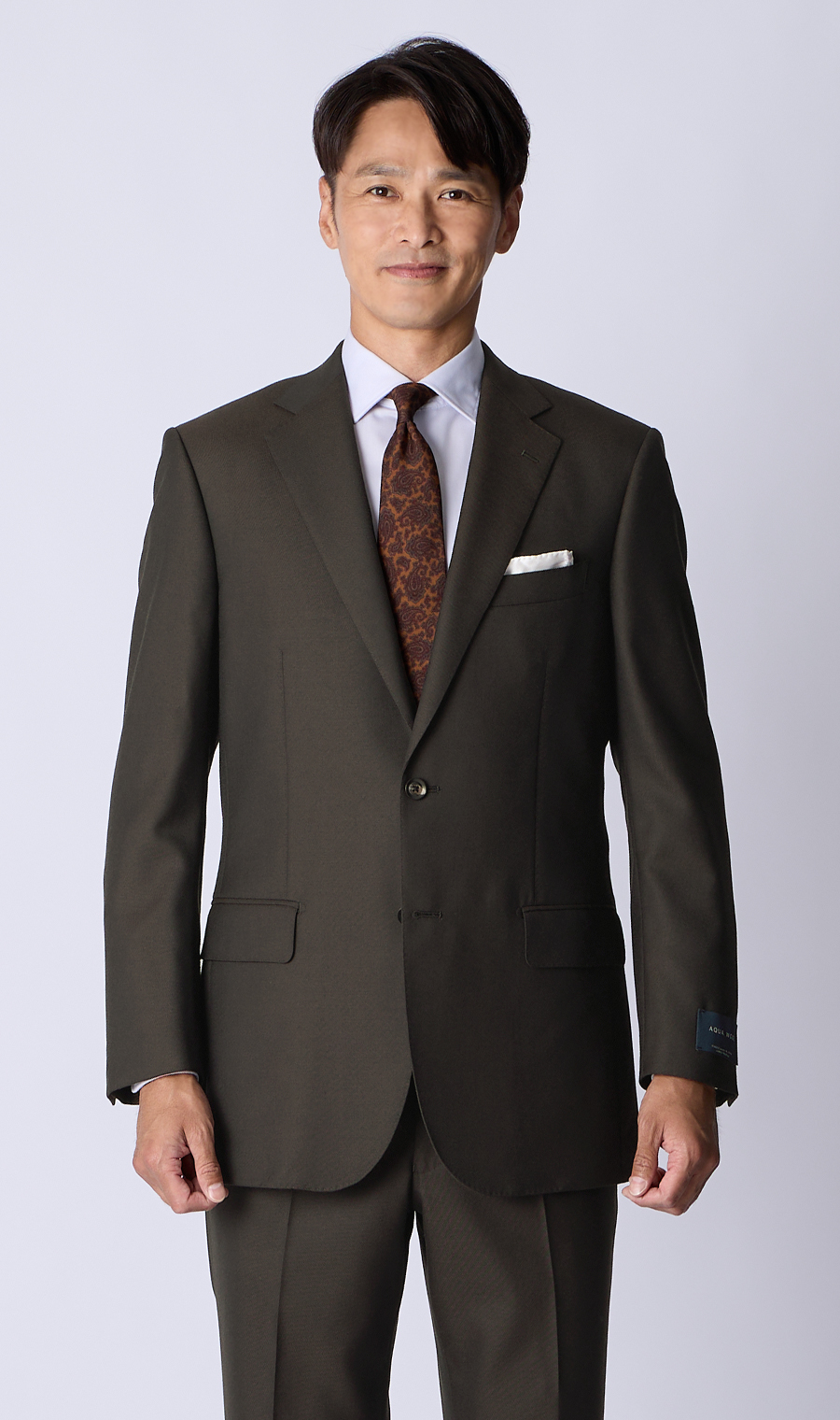プレミアムスタンダードスーツ【AQUA WOOL】 ブラウン 体型:A体(標準型),号数（身長）:4号(165cm)