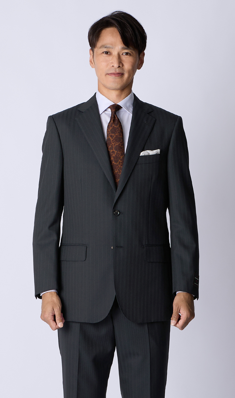 プレミアムスタンダードスーツ【MIYUKI SLOW WEAVE】 ネイビー 体型:A体(標準型),号数（身長）:3号(160cm)