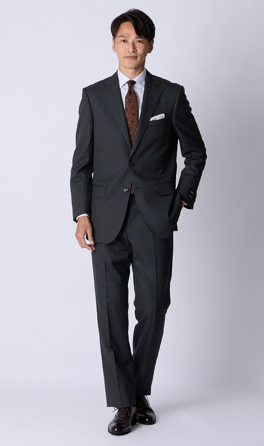 プレミアムスタンダードスーツ【MIYUKI SLOW WEAVE】 ネイビー 体型:A体(標準型),号数（身長）:3号(160cm)