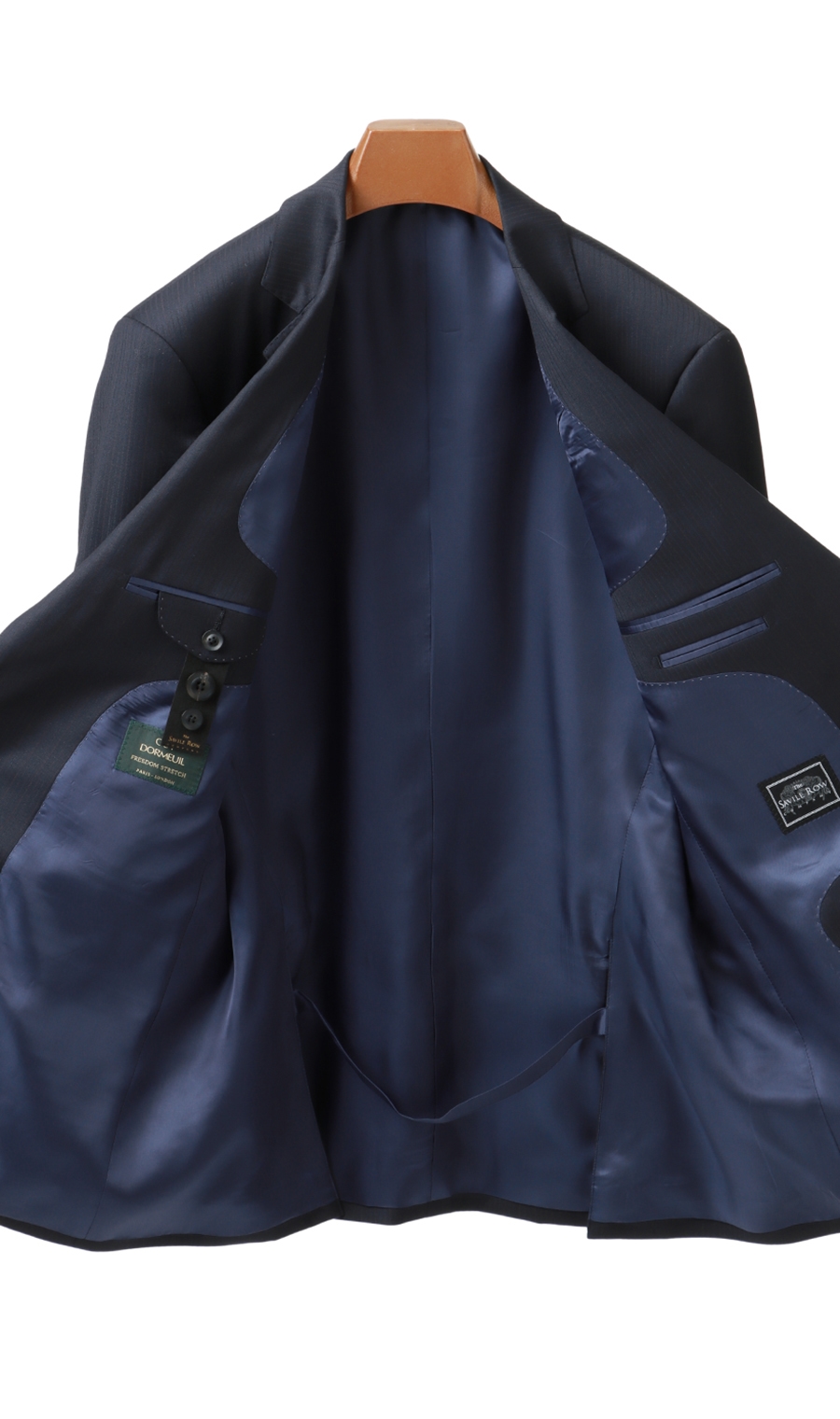 プレミアムスタンダードスーツ《DORMEUIL》 ネイビー 体型:AB体(がっちり型),号数（身長）:4号(165cm)