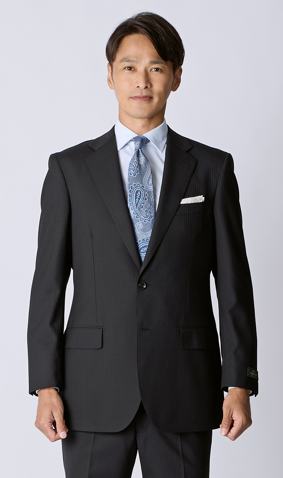 プレミアムスタンダードスーツ【DORMEUIL】 ブラック 体型:AB体(がっちり型),号数(身長):3号(160cm)