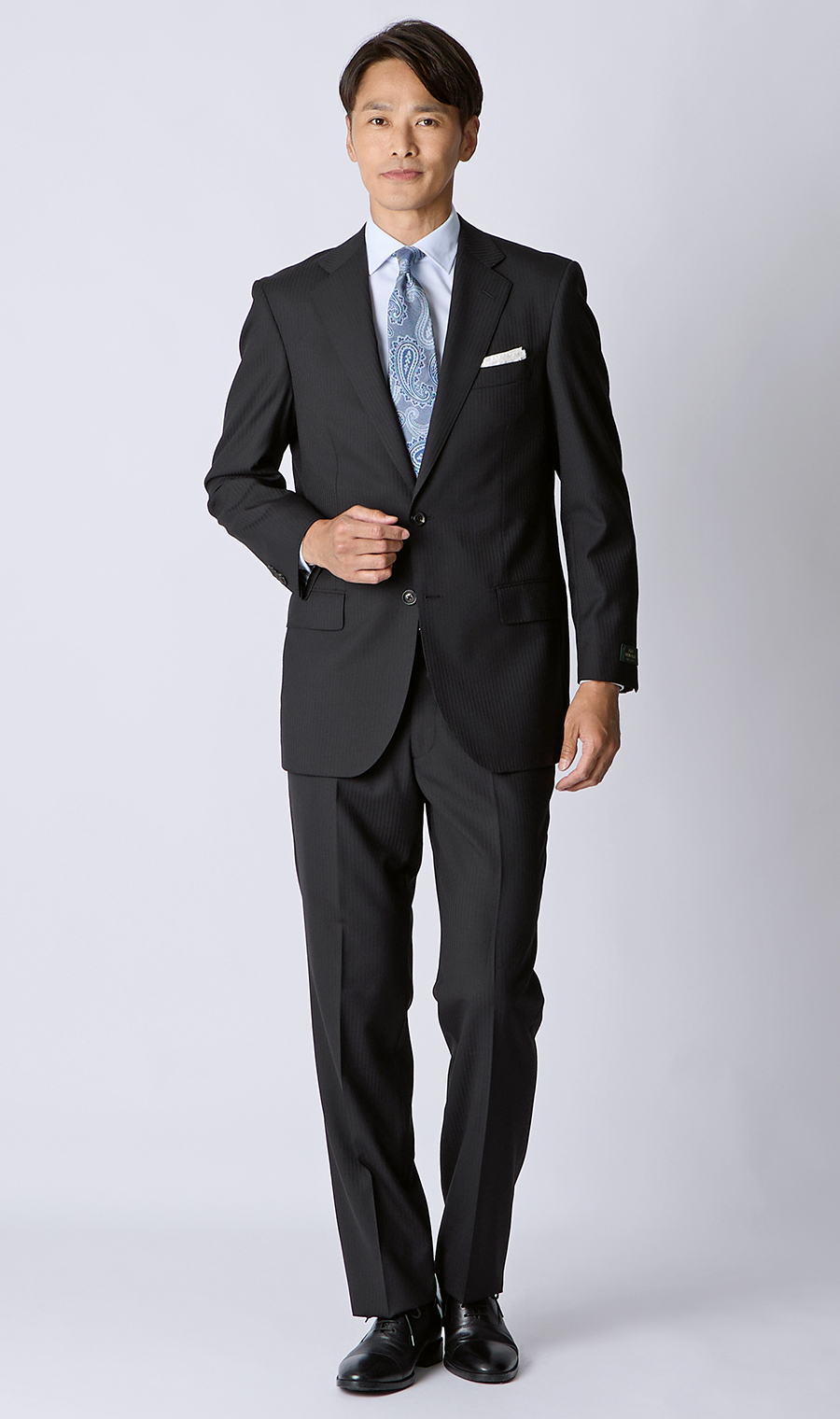 プレミアムスタンダードスーツ【DORMEUIL】 ブラック 体型:AB体(がっちり型),号数(身長):3号(160cm)